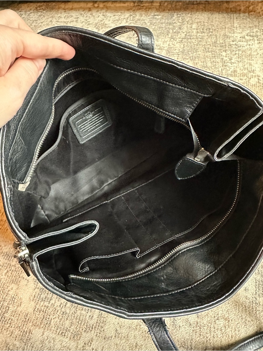 COACH Taylor 32824 Black Leather Large Tote Shoulder Bag Satchel - Picture 8 of 12